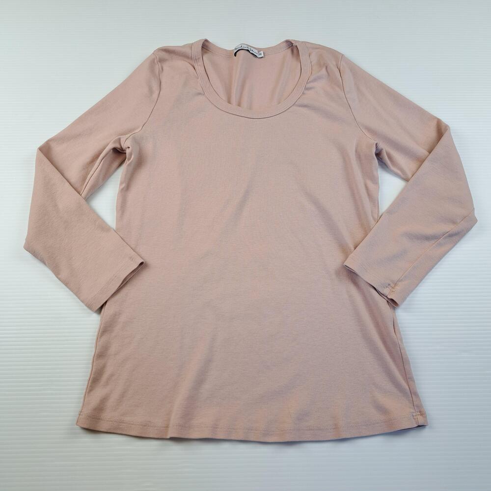 Michael Stars Shirt Womens One Size Pink Scoop Neck Long Sleeve Supima Cotton